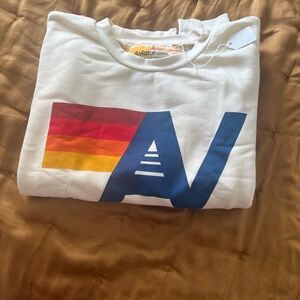 NWT Aviator Nation Vintage White Relaxed Crew SZ SMALL
